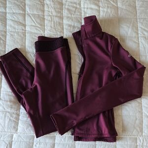 ALO Burgundy Leggings and Jacket Set